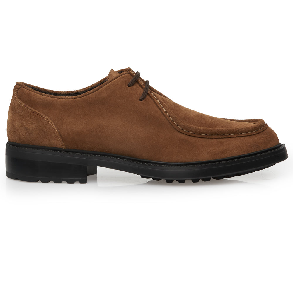 Scarpa Stringata Tirolese in Camoscio Cuoio con Suola Roccia