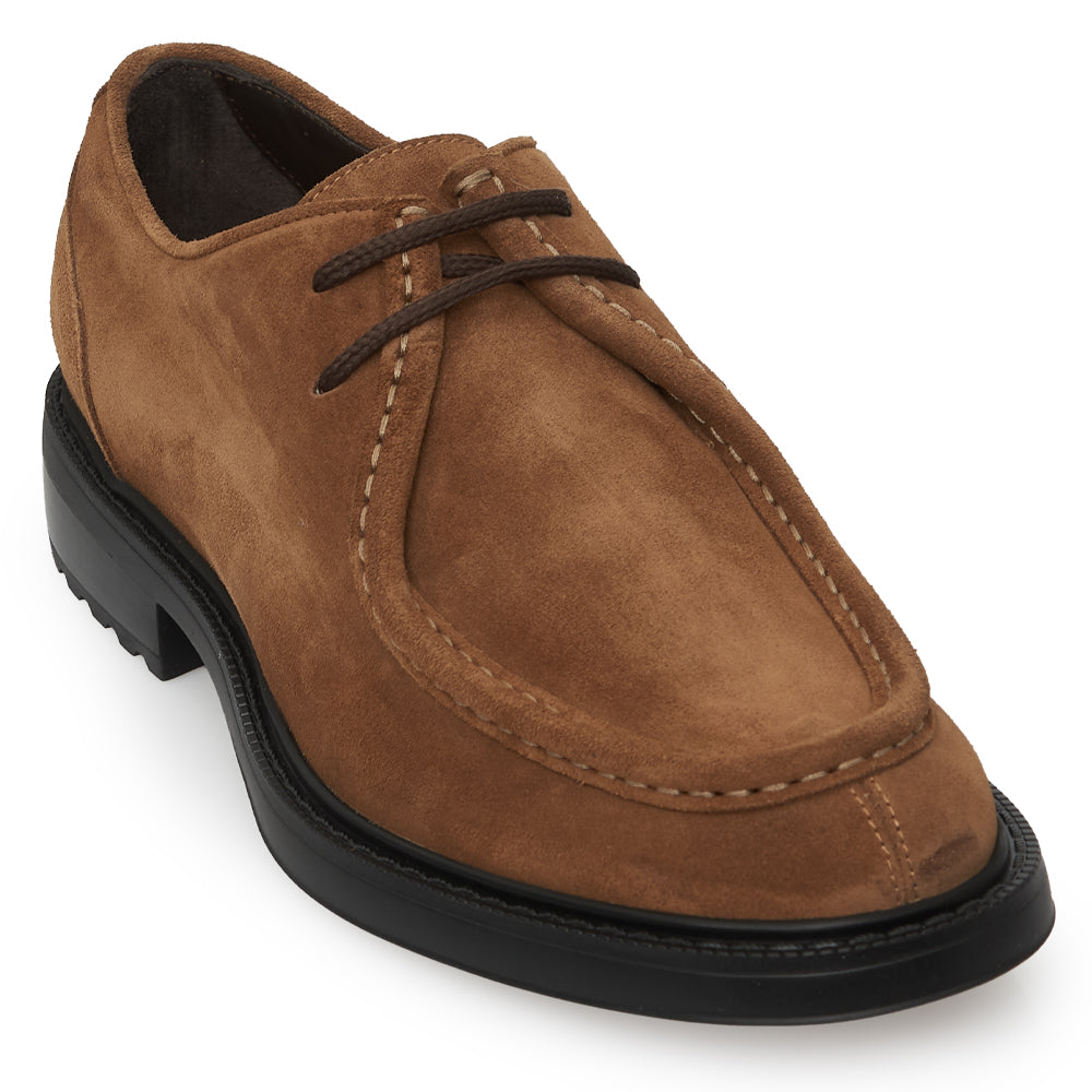 Scarpa Stringata Tirolese in Camoscio Cuoio con Suola Roccia