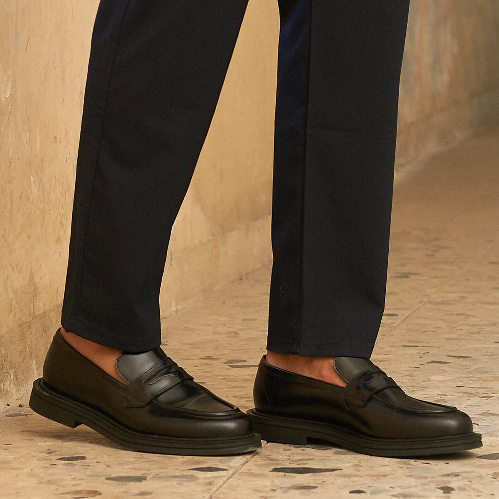 Mocassino Penny Loafer in Pelle Spazzolata Nera