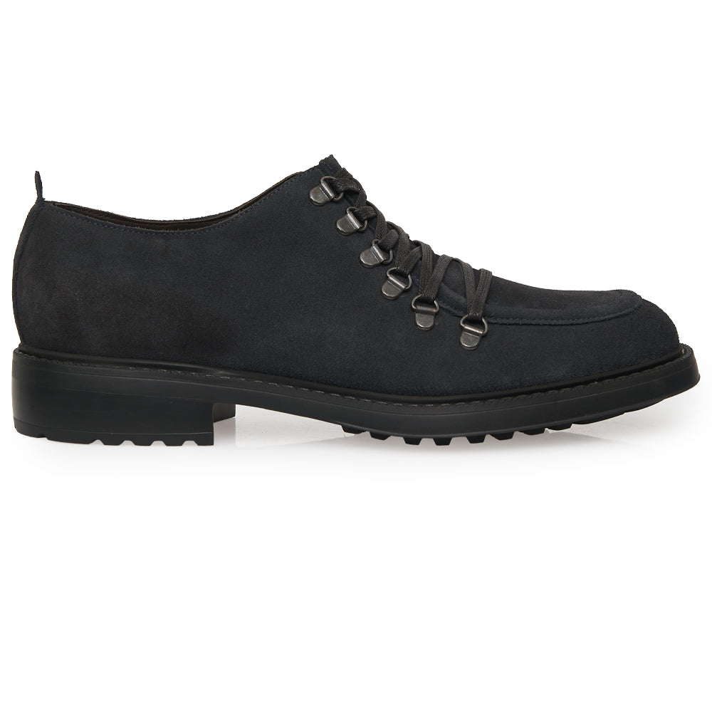Scarpa Stringata Sportiva in Camoscio blu scuro con Suola Roccia
