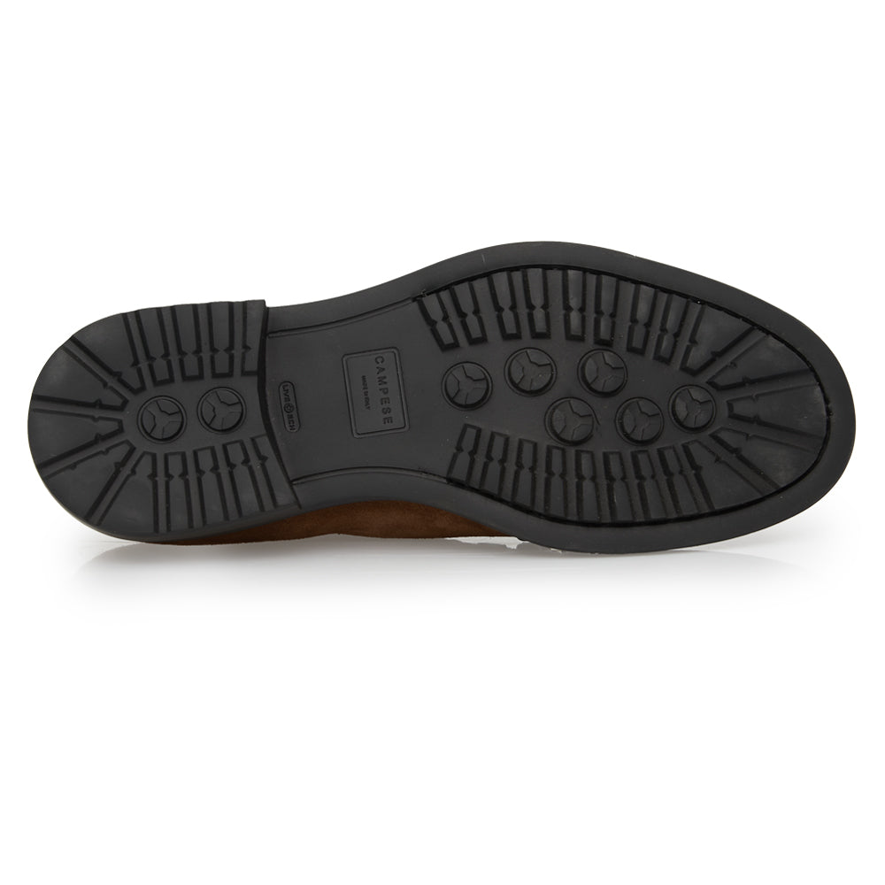 Scarpa Stringata Sportiva in Camoscio Cuoio con Suola Roccia