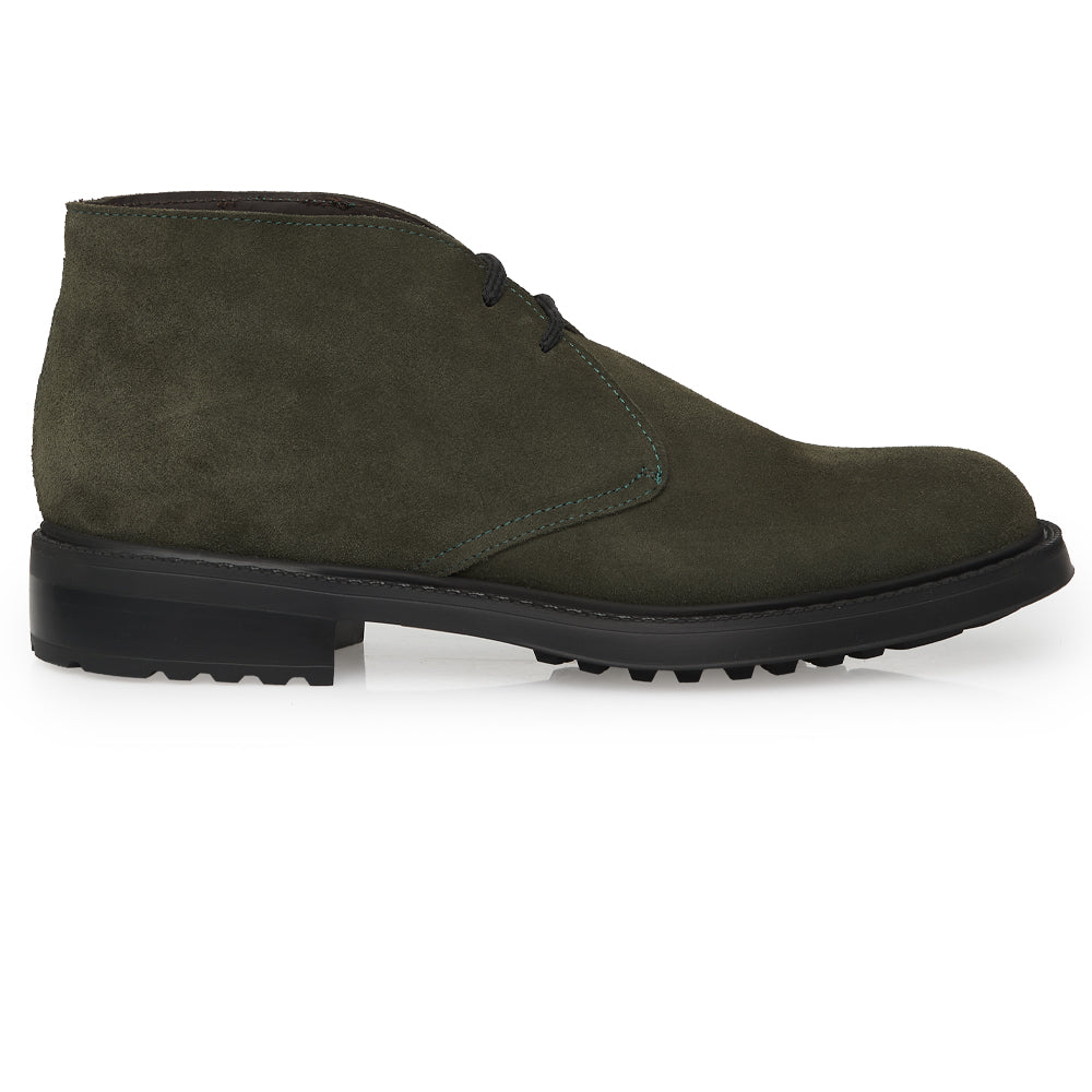 Polacchino Chukka Boot in Camoscio verde bosco con Suola Roccia