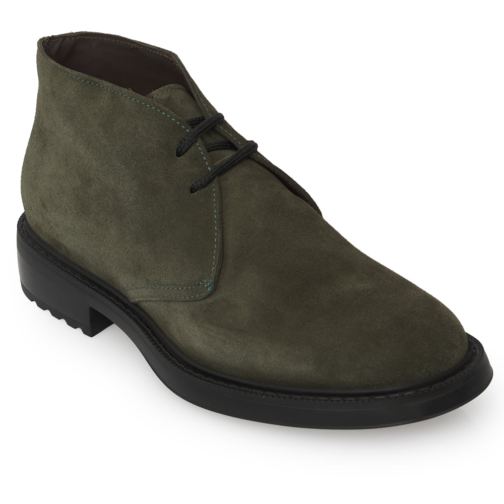 Polacchino Chukka Boot in Camoscio verde bosco con Suola Roccia