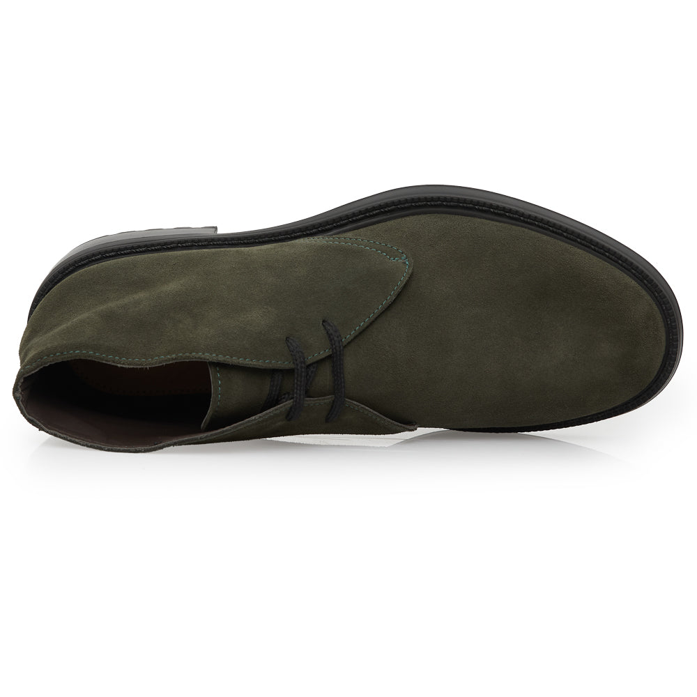 Polacchino Chukka Boot in Camoscio verde bosco con Suola Roccia