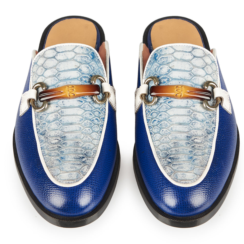 Mocassino slingback fantasia blu
