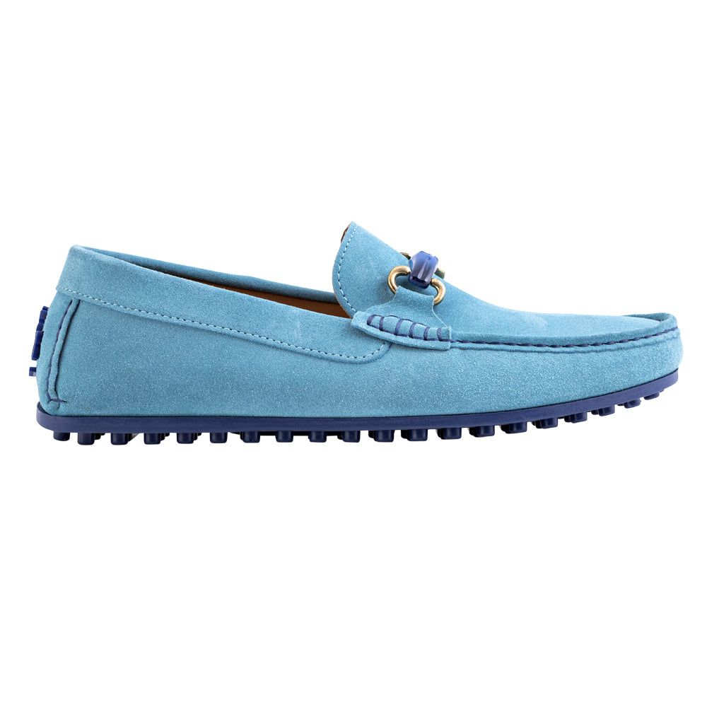 Mocassino Driving Camoscio – Celeste