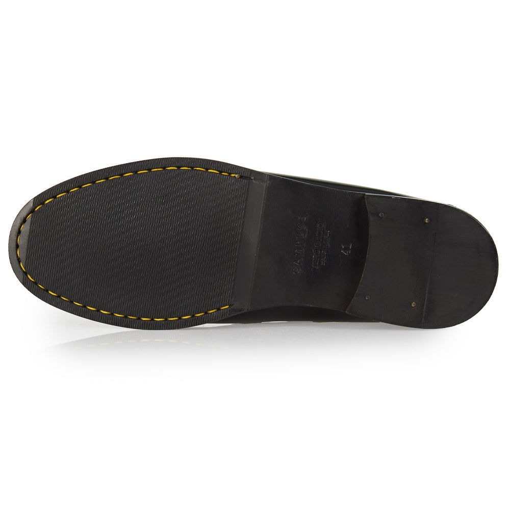 Mocassino Penny blu con cuciture a mano