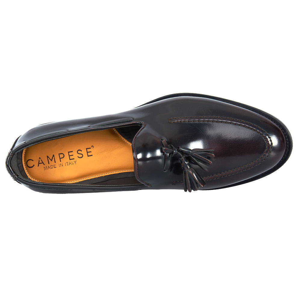 Mocassino con nappa - pelle abrasivata bordeaux
