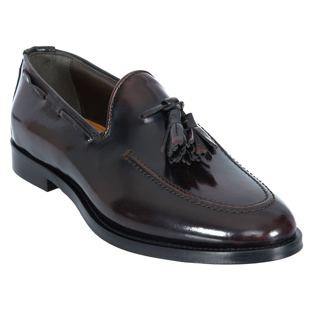 Mocassino con nappa - pelle abrasivata bordeaux