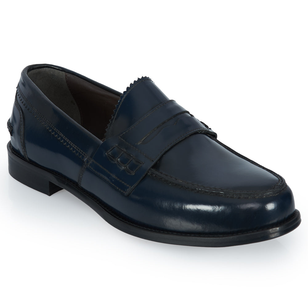 Mocassino in pelle abrasivata blu