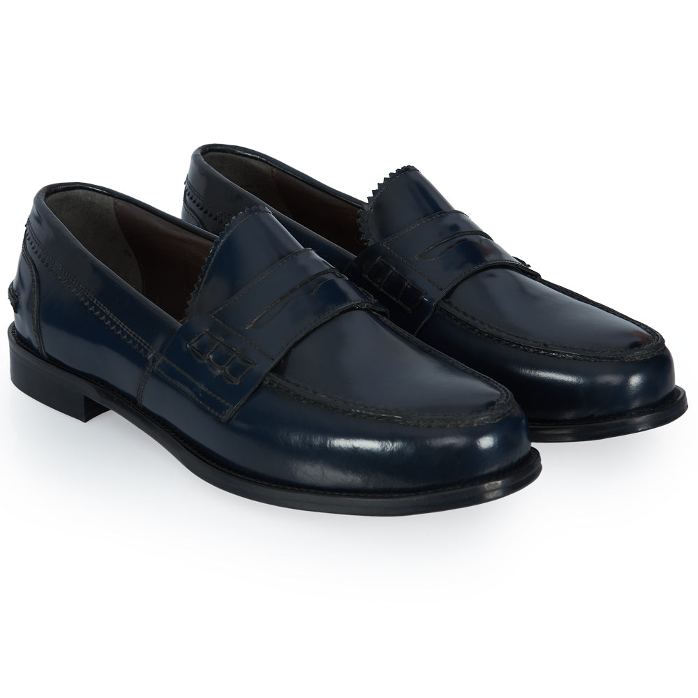 Mocassino in pelle abrasivata blu