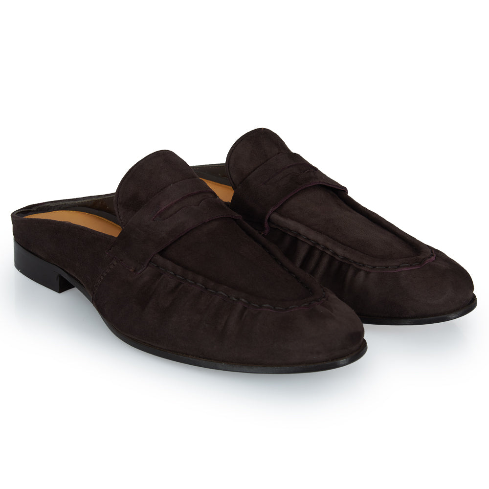 Mocassino sabot in camoscio testa di moro