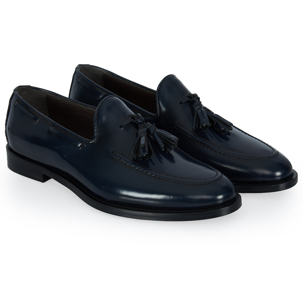 Mocassino tassel - pelle abrasivata blu