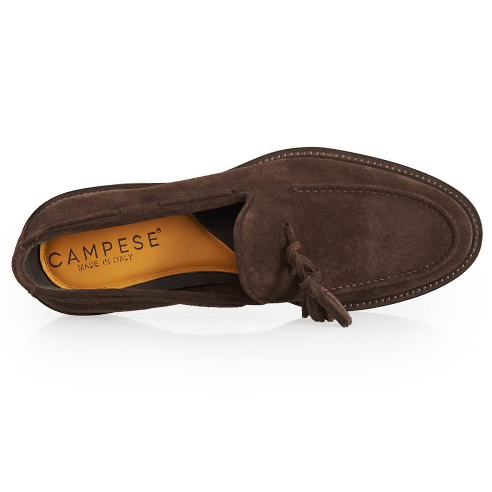 Mocassino tassels in camoscio testa di moro