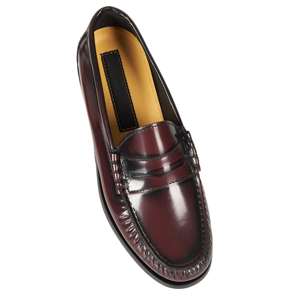 Burgundy Penny Loafer with Hand Stitching