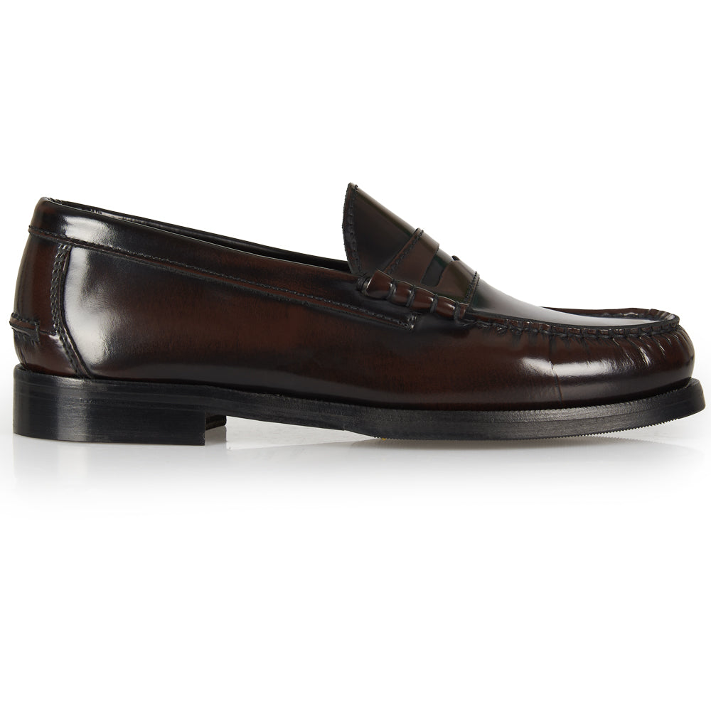 Mocassino Penny marrone con cuciture a mano