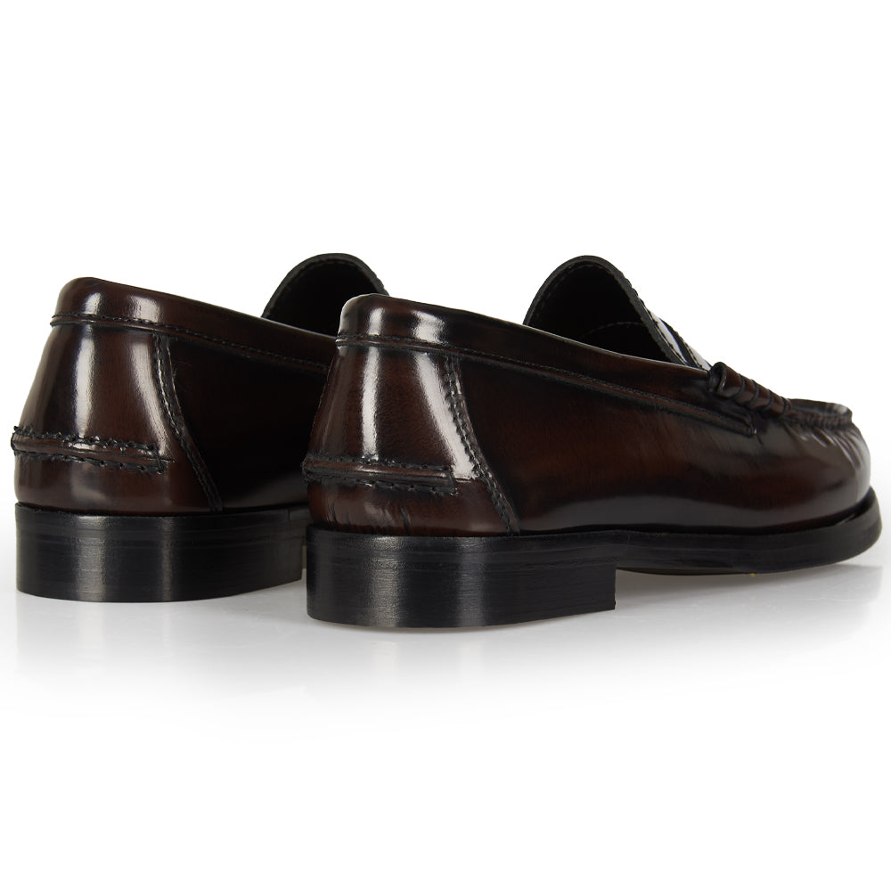 Mocassino Penny marrone con cuciture a mano