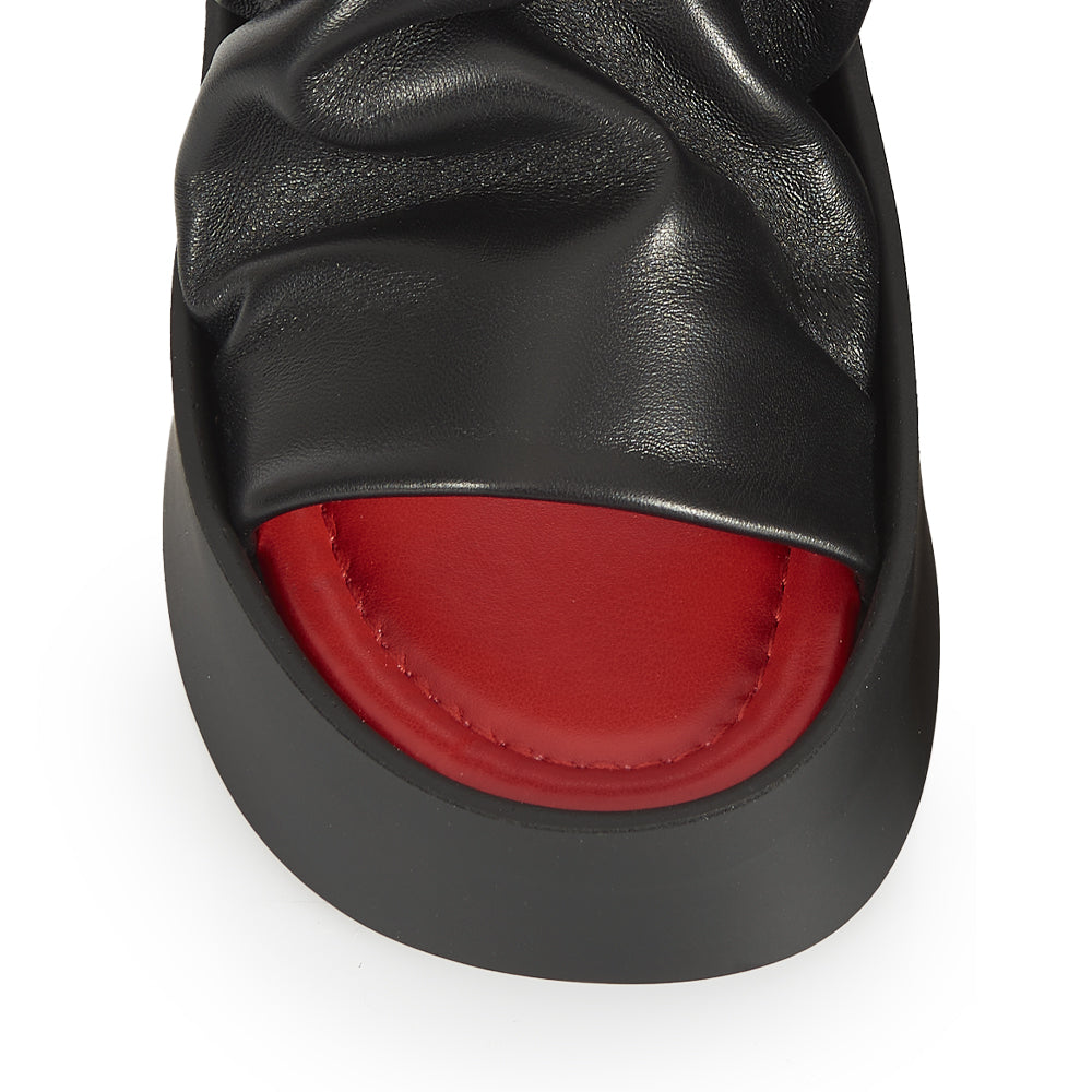 Sabot Platform Zeppa ruched Nero
