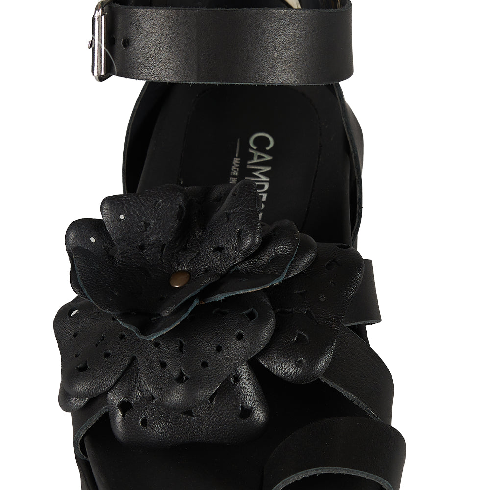 Sandalo Platform in chunky floreale nero