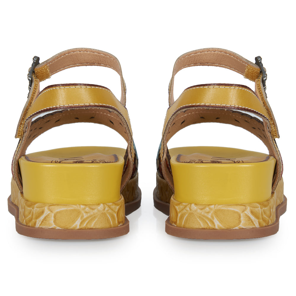 Sandalo Platform stile fiorato - ocra luminoso