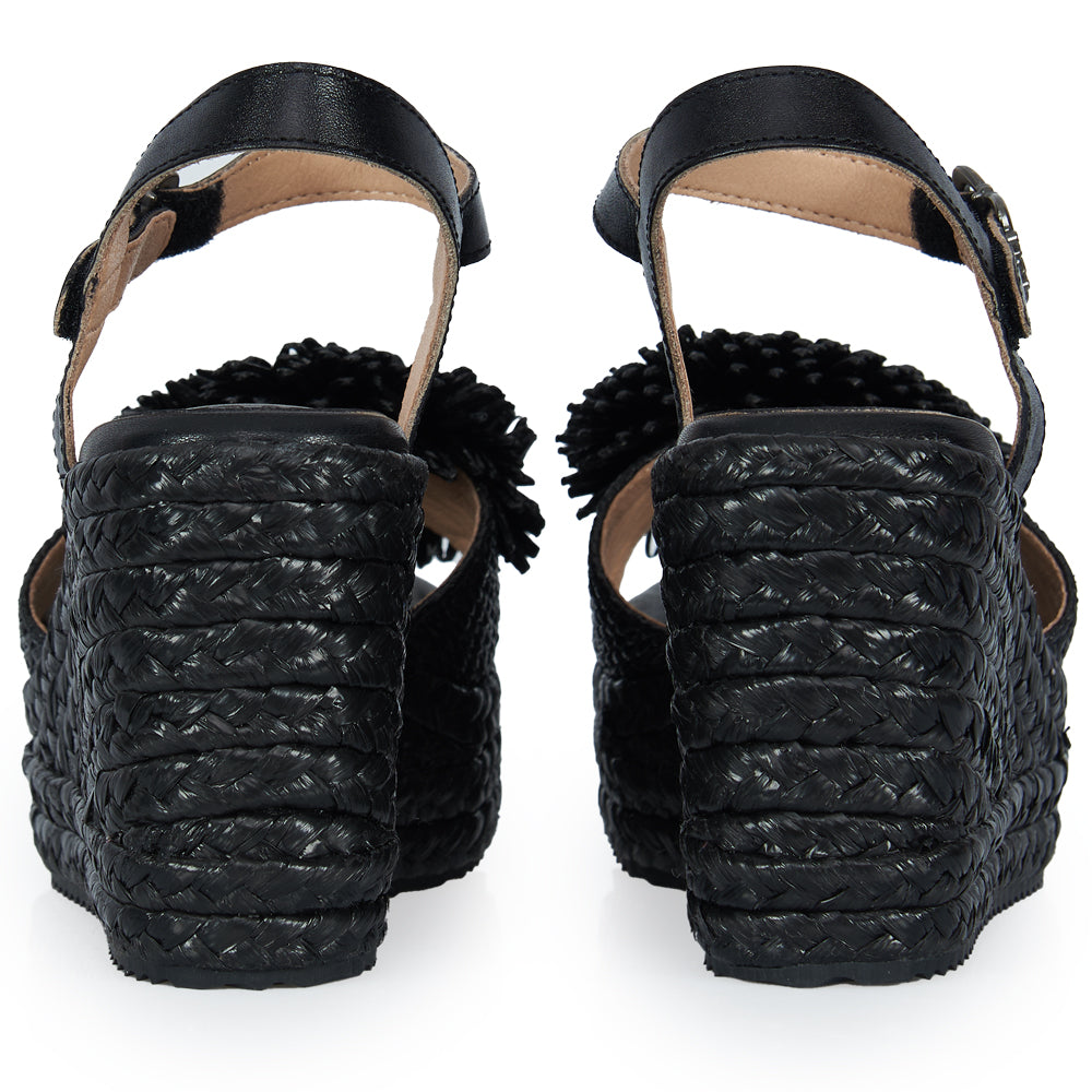 Sandalo in raffia nera
