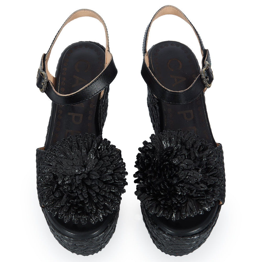 Sandalo in raffia nera