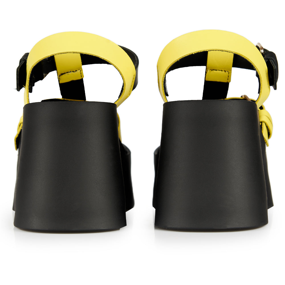 Sandalo platform Black and Lemon