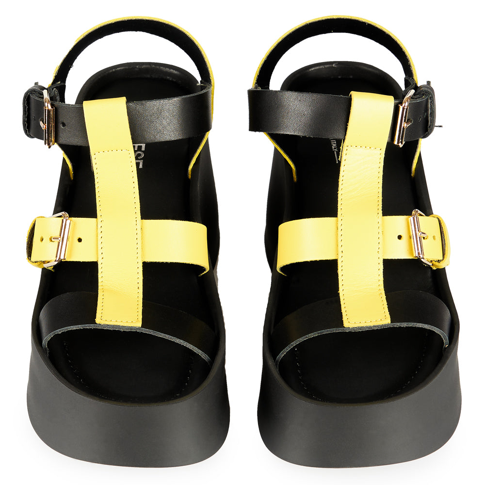 Sandalo platform Black and Lemon