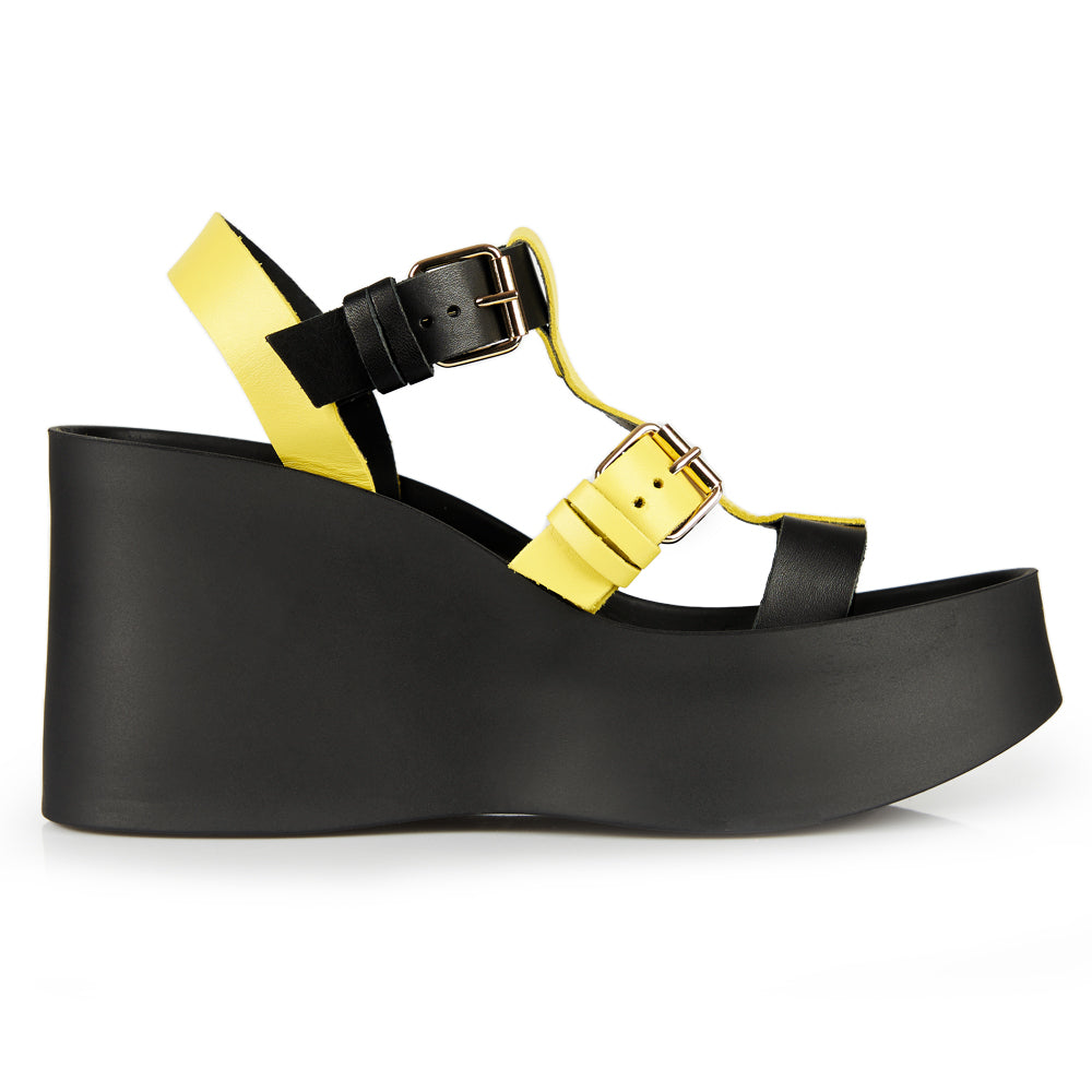 Sandalo platform Black and Lemon