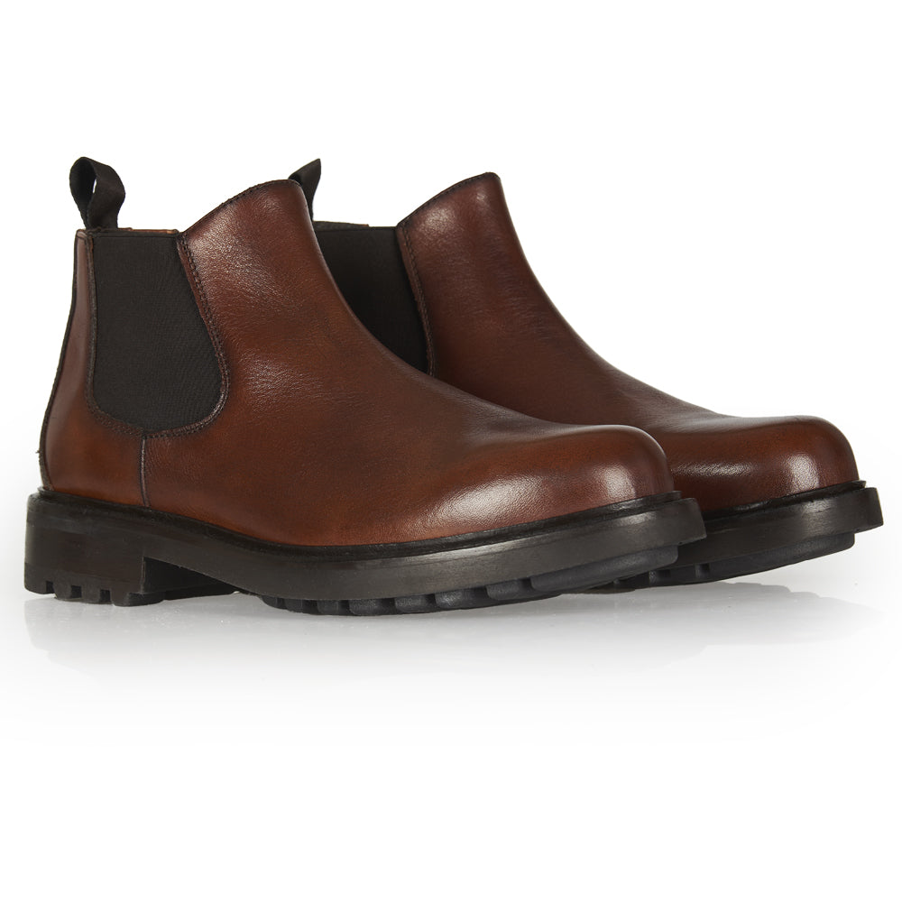Stivaletto Chelsea in pelle cuoio