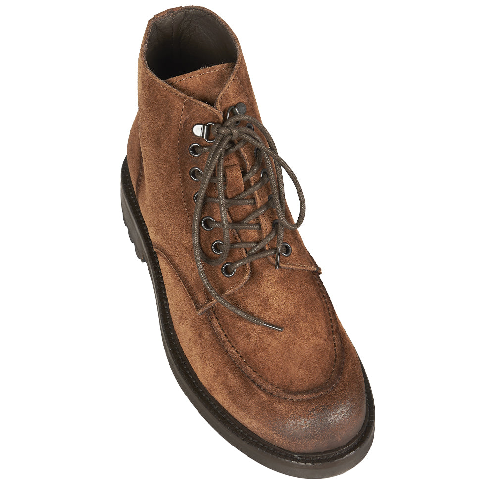 Stivaletto stringato in camoscio cuoio