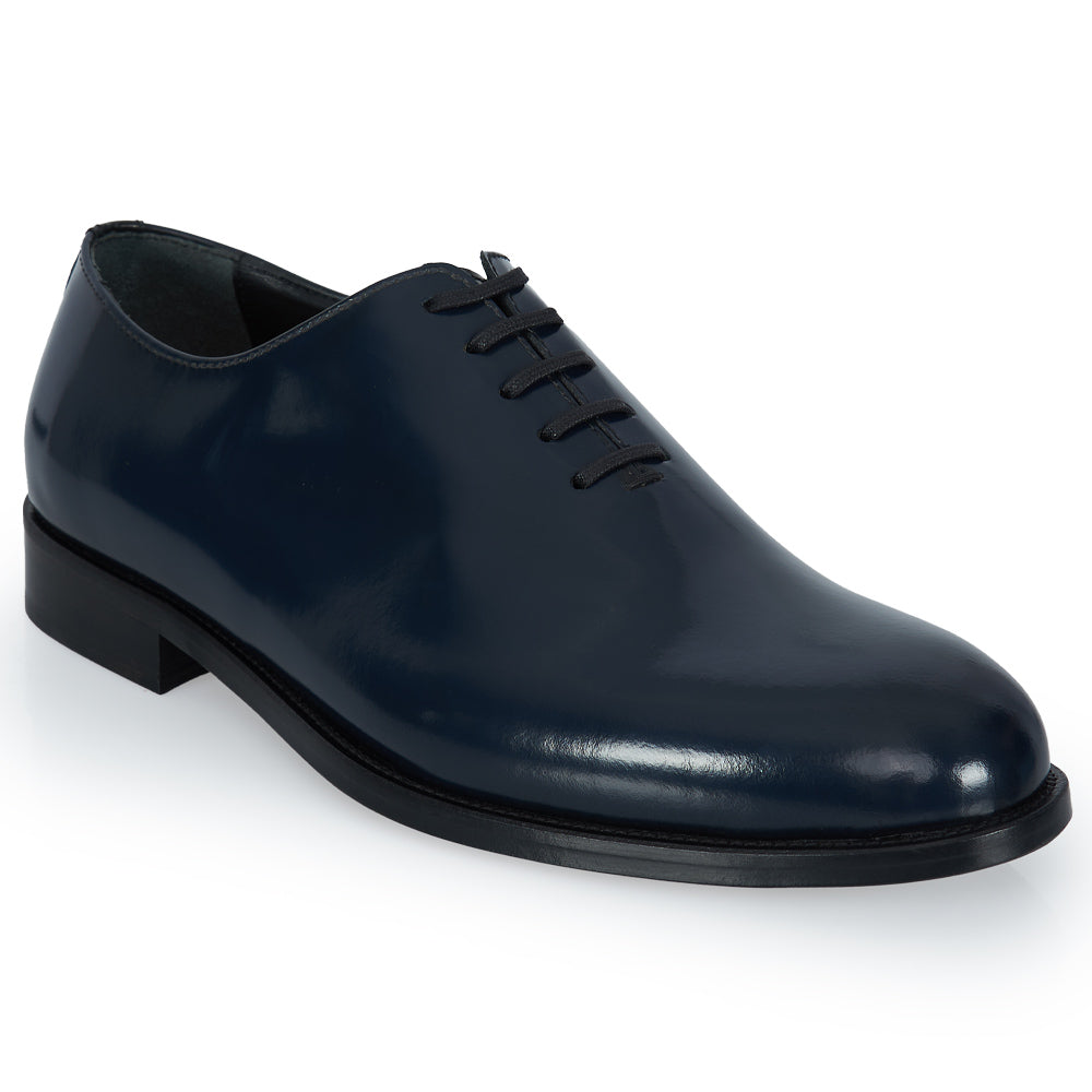 Stringata in pelle abrasivata blu
