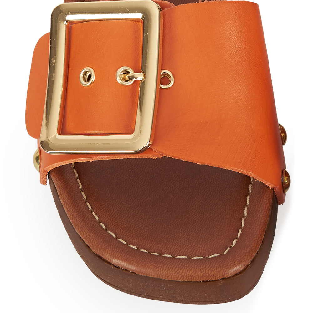 Zoccoletto glam in pelle arancio albicocca