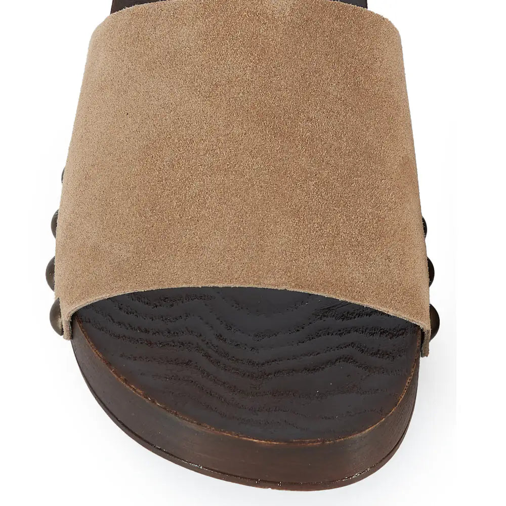 Zoccolo Artigianale "Olandesina" in Camoscio - Taupe