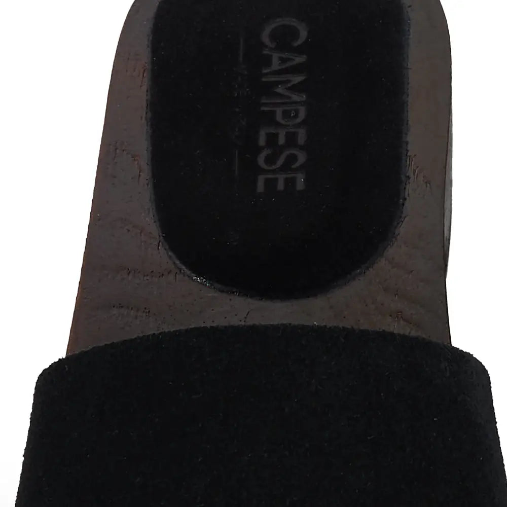 Zoccolo Artigianale "Olandesina" in Camoscio - nero