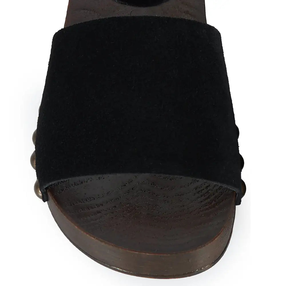 Zoccolo Artigianale "Olandesina" in Camoscio - nero