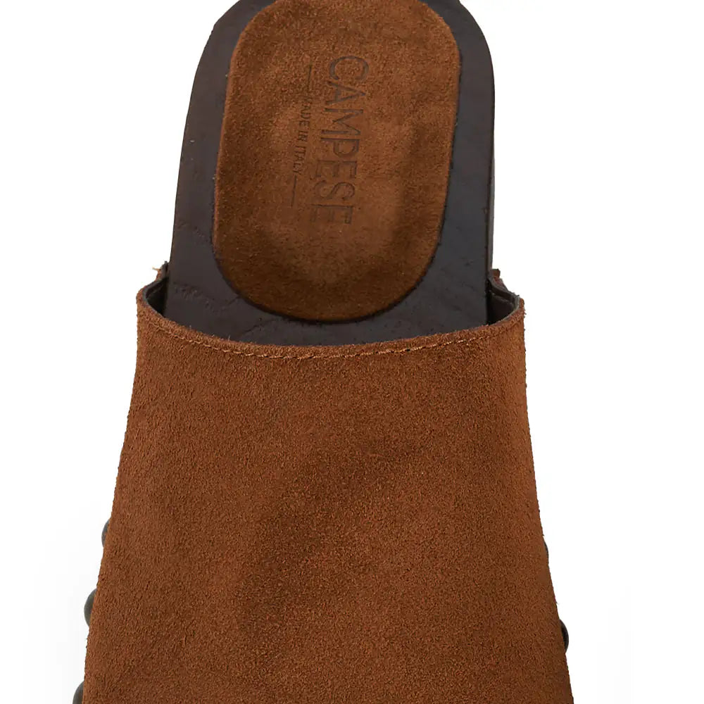 Zoccolo Artigianale "Olandesina" in Camoscio colore Cuoio